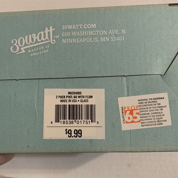 NOS 30Watt Vintage 2 Pour Folk Pint Beer glasses 'Go with the Flow' Brown yellow - Picture 4 of 7